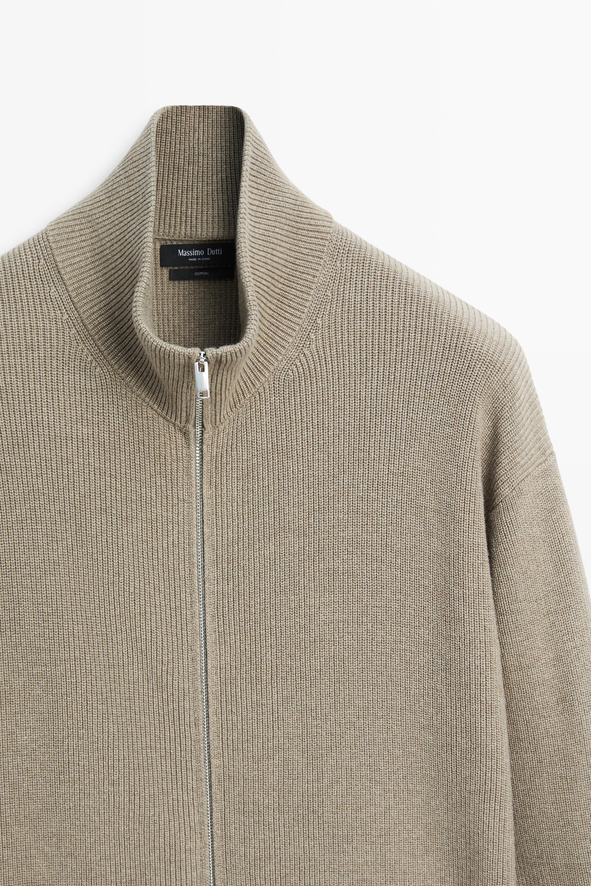 100% cotton ribbed knit cardigan